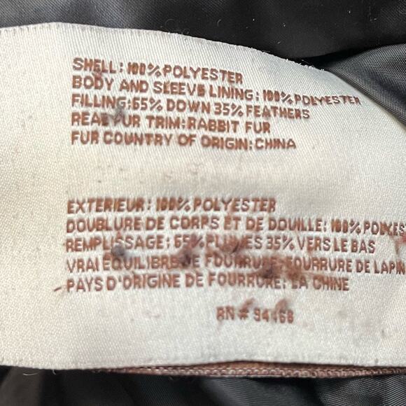 Laundry by Design Rabbit Fur Hooded Down Puffer Jacket Black Size Medium - Picture 4 of 6